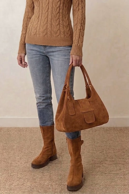Dress ankle boots inside zip in caramel brown leather with thick rubber soles and round toe - Worn view